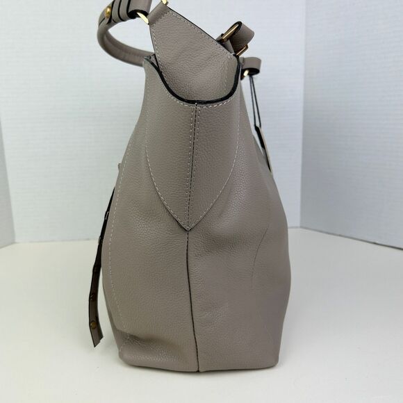 NWT LODIS Camilla Tote Shoulder Bag Ash Grey Taupe Leather Studded Zip Tassels - Picture 7 of 16